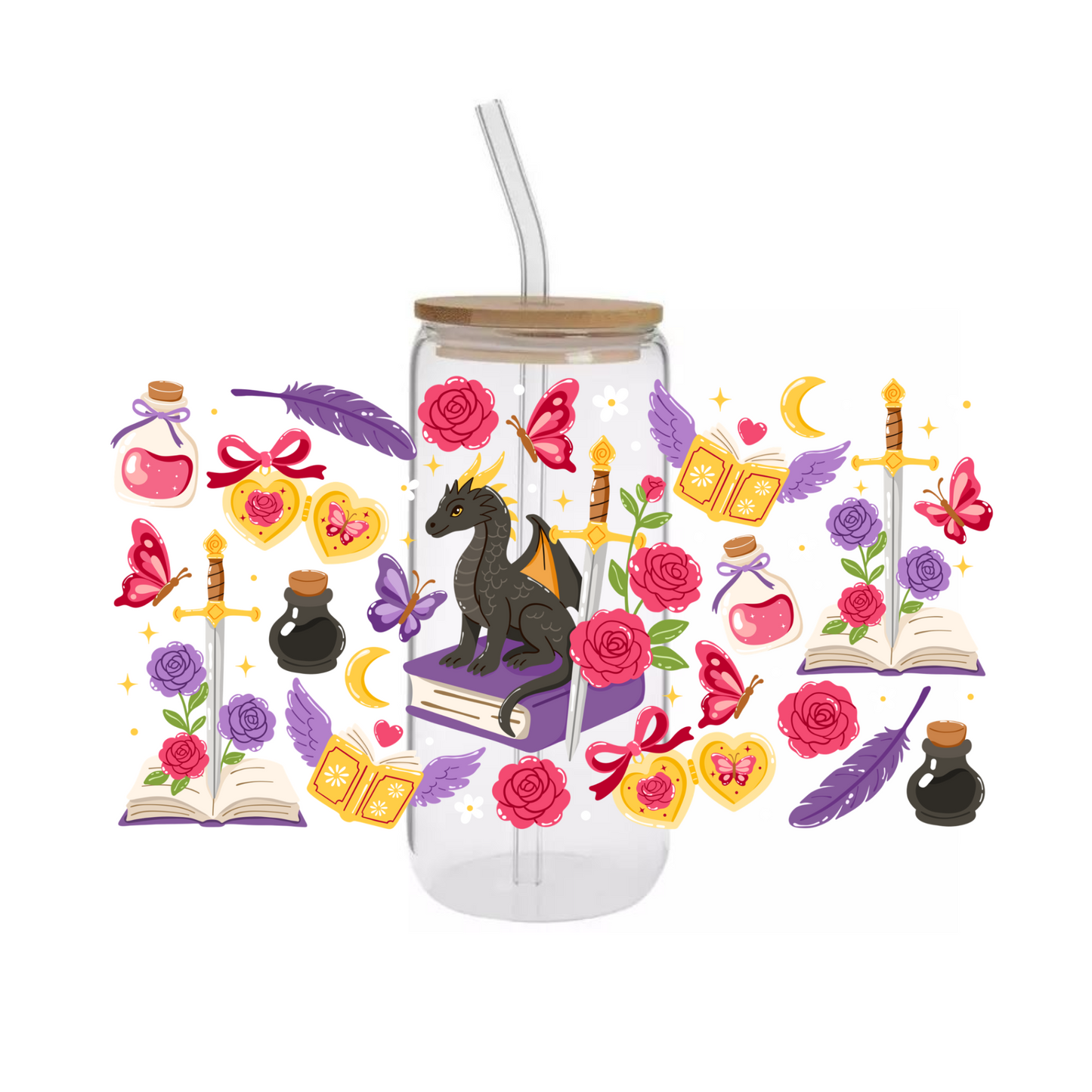 Glass Cup 500ml - ENCHANTED ROMANTASY