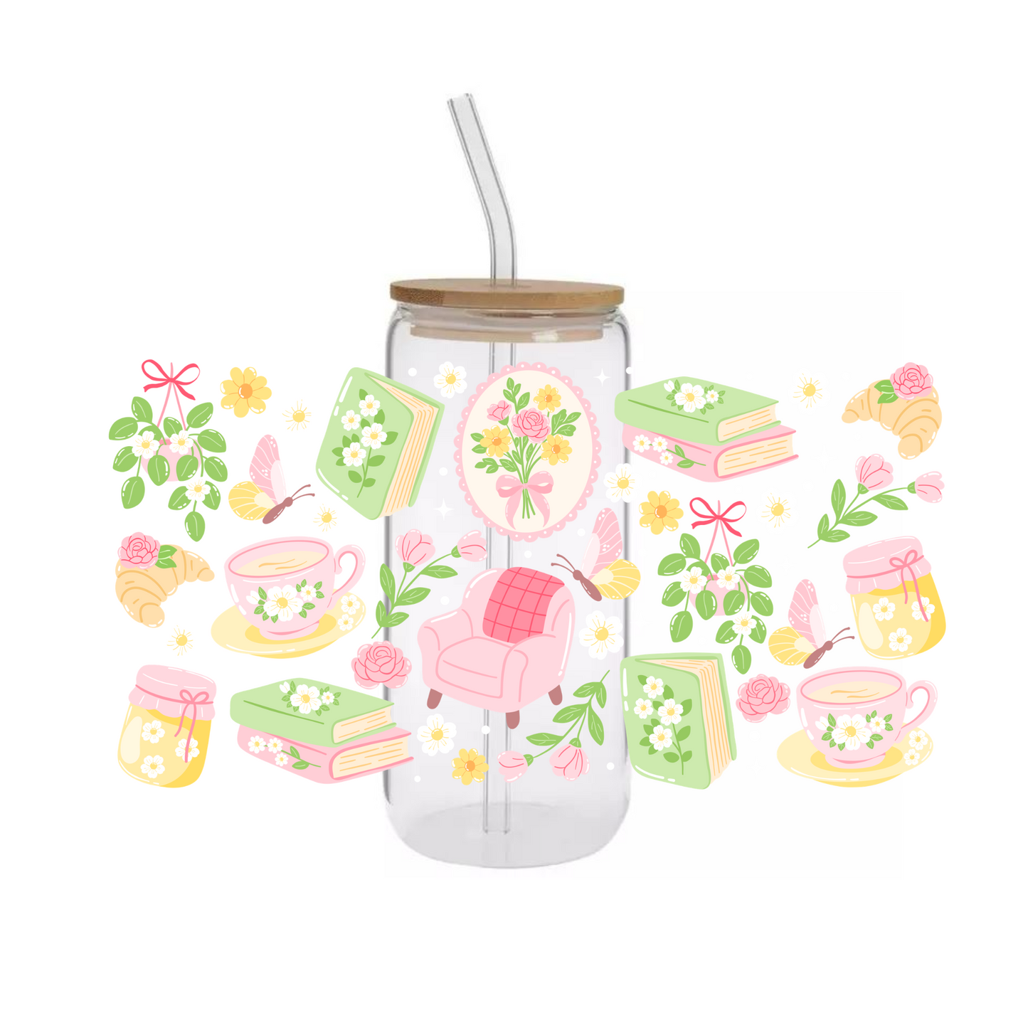 Glass Cup 500ml - COZY FLORAL BOOKS