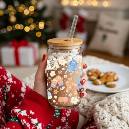 Glass Cup 500ml - COZY CHRISTMAS