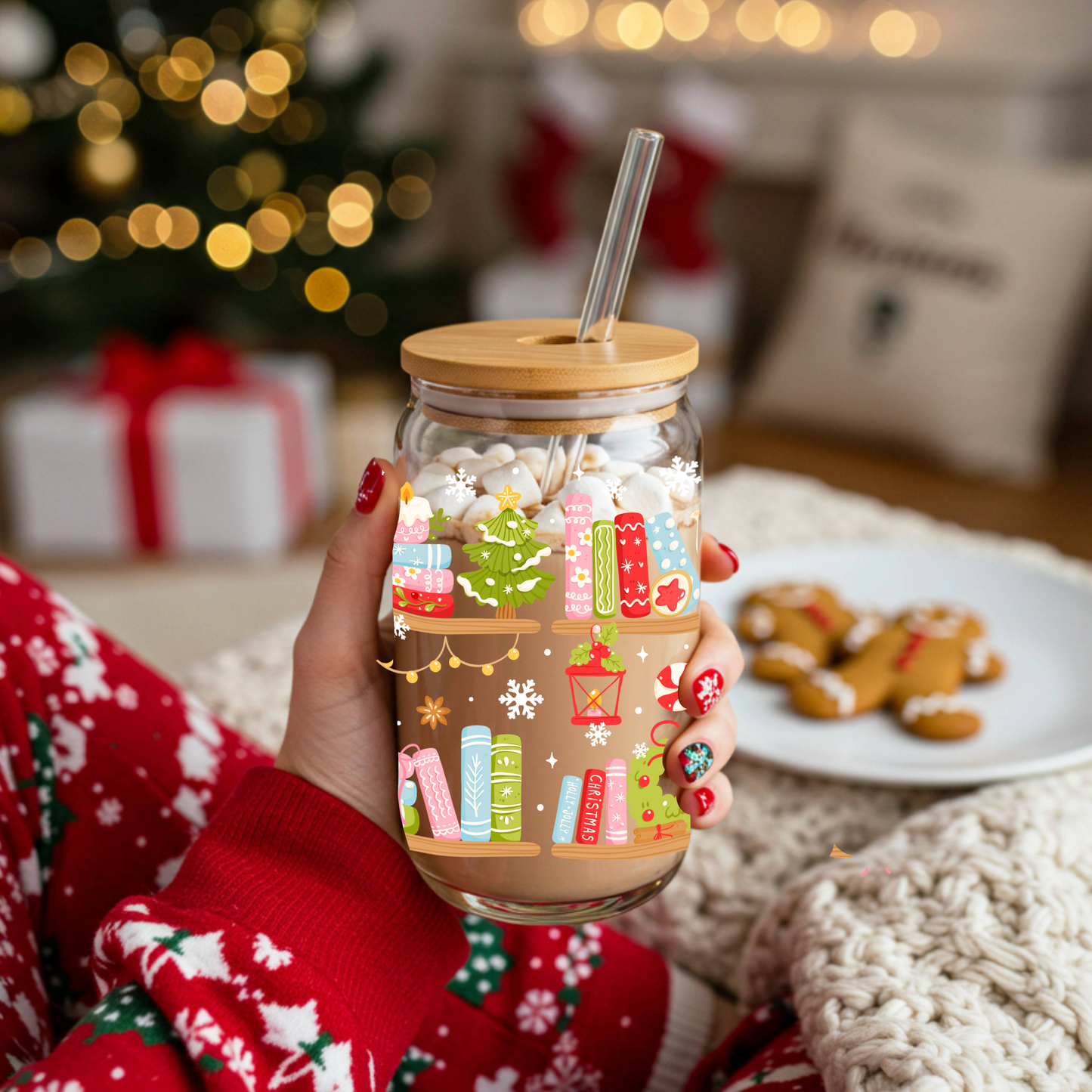 Glass Cup 500ml - CHRISTMAS BOOKSHELF