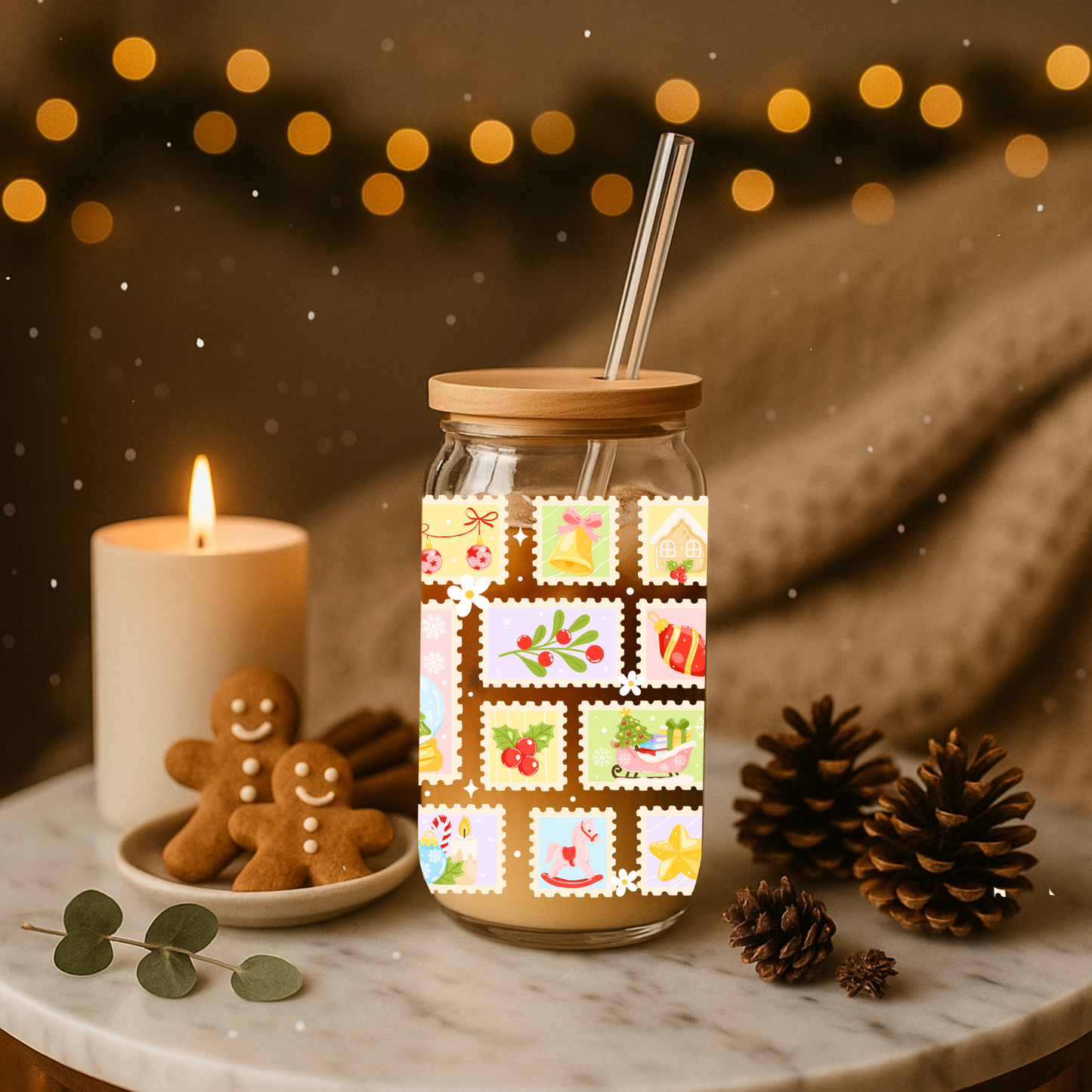 Glass Cup 500ml - CHRISTMAS POSTAGE